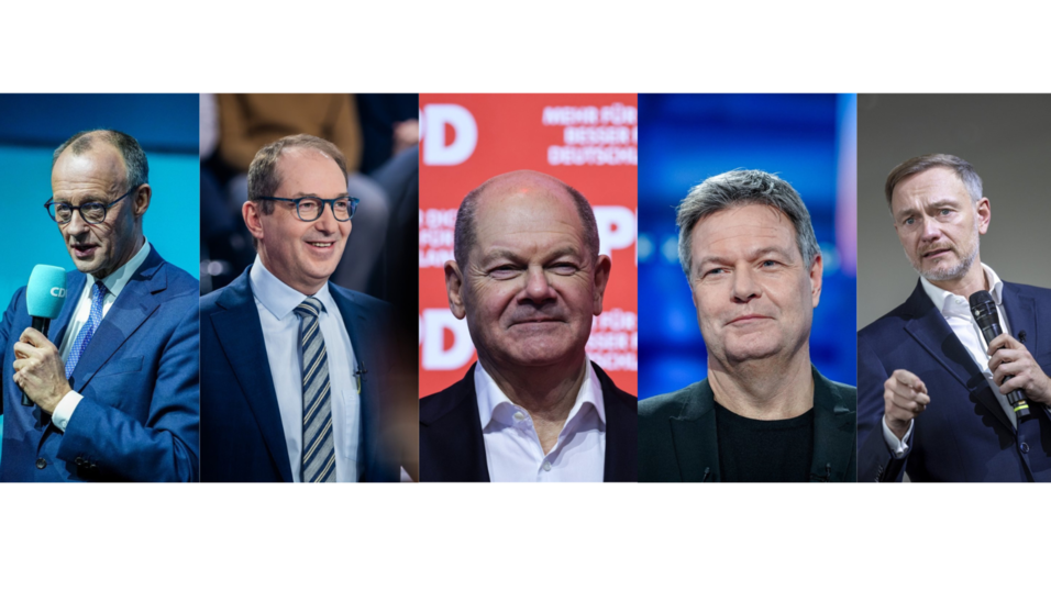 Wer mit wem - das ist die große Frage nach der Bundestagswahl. CDU-Chef Friedrich Merz (l.) und CSU-Spitzenkandidat Alexander Dobrindt (2.v.l.) liebäugeln sehne mit der SPD von Olaf Scholz mehr Gemeinsamkeiten, als mit den Grünen um Robert Habeck (2.v.r.). FDP-Chef Christian Lindner (r.) hätte am liebsten schwarz-gelb. Ob die FDP aber überhaupt den Einzug in den Bundestag schafft, ist fraglich. Wer mit wem - das ist die große Frage nach der Bundestagswahl. CDU-Chef Friedrich Merz (l.) und CSU-Spitzenkandidat Alexander Dobrindt (2.v.l.) liebäugeln sehne mit der SPD von Olaf Scholz mehr Gemeinsamkeiten, als mit den Grünen um Robert Habeck (2.v.r.). FDP-Chef Christian Lindner (r.) hätte am liebsten schwarz-gelb. Ob die FDP aber überhaupt den Einzug in den Bundestag schafft, ist fraglich.