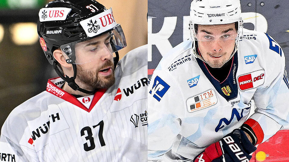 Zac Leslie (l.), der bereits im letzten Jahr für Team Kanada in Davos dabei war, und sein Mannheimer Mannschaftskollege Eric Uba schlüpfen für die Dauer des Spengler Cups nach Weihnachten in Davos ins Trikot der Straubing Tigers.