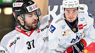 Zac Leslie (l.), der bereits im letzten Jahr für Team Kanada in Davos dabei war, und sein Mannheimer Mannschaftskollege Eric Uba schlüpfen für die Dauer des Spengler Cups nach Weihnachten in Davos ins Trikot der Straubing Tigers.