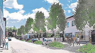 Dieser Gestaltungsvorschlag aus dem Innerstädtischen Entwicklungskonzept zur Begrünung der Falkensteiner Straße kann aufgrund der Leitungstrassen im Untergrund nicht umgesetzt werden. Grüner werden soll es nach dem Willen der Bürgermeisterin trotzdem. Dieser Gestaltungsvorschlag aus dem Innerstädtischen Entwicklungskonzept zur Begrünung der Falkensteiner Straße kann aufgrund der Leitungstrassen im Untergrund nicht umgesetzt werden. Grüner werden soll es nach dem Willen der Bürgermeisterin trotzdem.