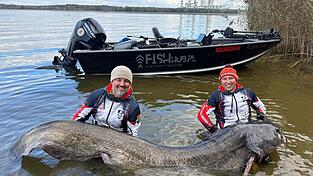 Zwei Angler in Polen haben einen fast drei Meter langen Wels gefangen. (Foto Handout)