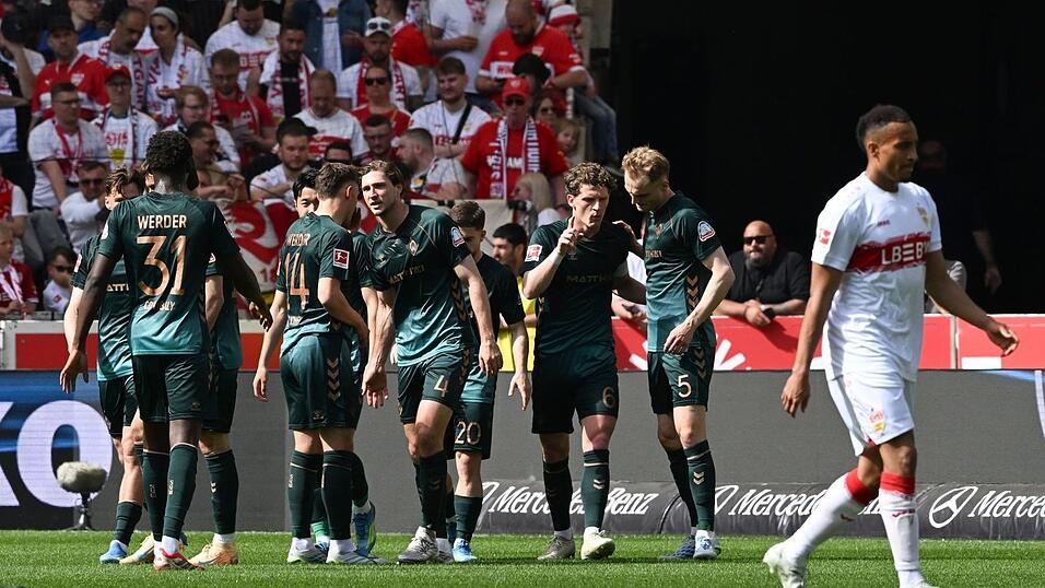Werder jubelte &uuml;ber das 1:0 in Stuttgart.