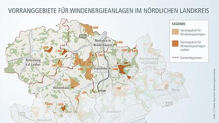 Zwischen Ergoldsbach, Neufahrn, Hohenthann und Rottenburg steht ein gr&ouml;&szlig;eres Windvorranggebiet in der Fortschreibung der entsprechenden Pl&auml;ne des Regionalen Planungsverbands. Die Gemeinden versuchen durch Pachtvertr&auml;ge mit Eigent&uuml;mern und einer sp&auml;teren Investorsuche mitzubestimmen, wie viele es am Ende werden.