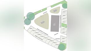 Die Skizze zeigt den Entwurf zur Neugestaltung des freien Platzes im Unteren Dorf.