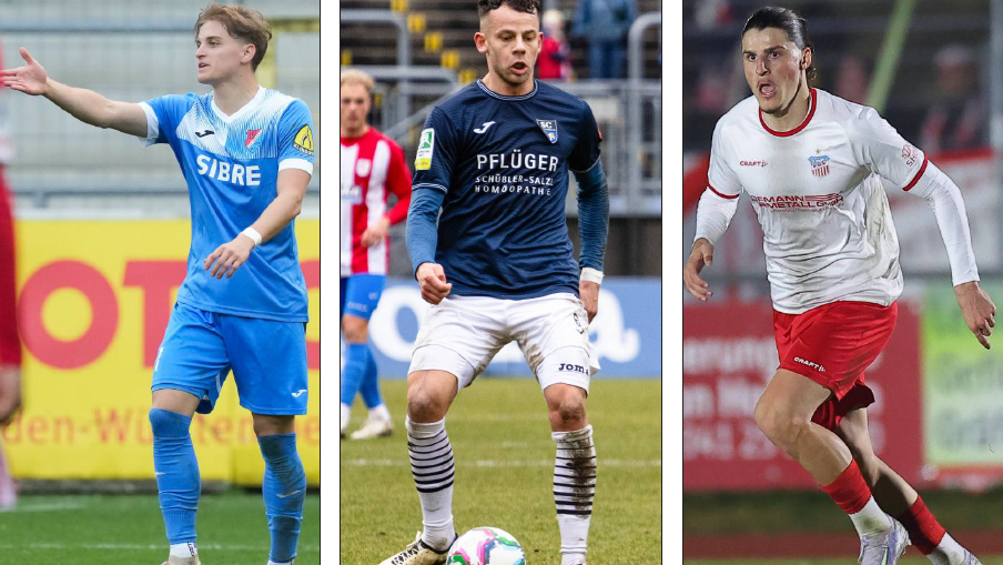 Die drei Regionalliga-Spieler Christoph Maier (v.l.), Timo Spennesberger und Veron Dobruna nehmen einen großen Aufwand auf sich, um dem Traum vom Profifußball nachzujagen.