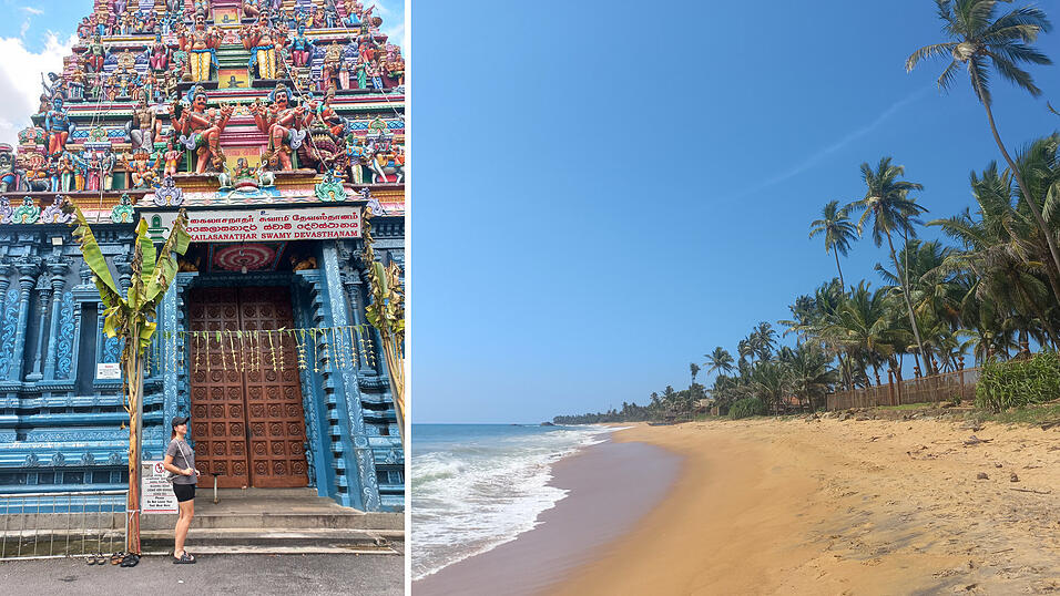 Ihre Reise durch Sri Lanka begann für Kati Auerswald in der Hauptstadt Colombo mit vielen Tempeln (links) und ging dann die Westküste hinab bis nach Galle, direkt am Ozean gelegen.