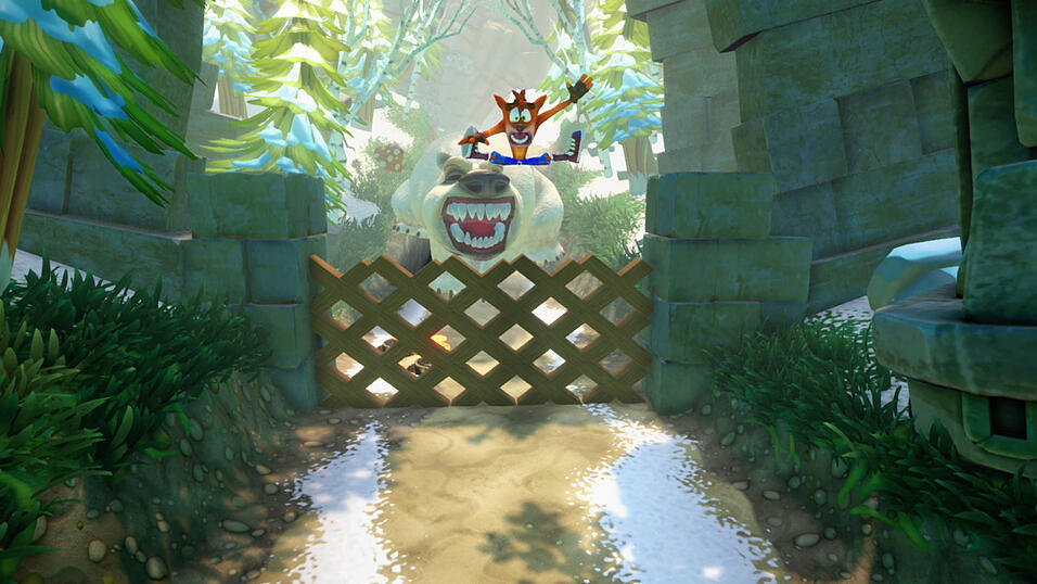 Eine Besonderheit des Jump 'n' Run-Spiels 'Crash Bandicoot N. Sane Trilogy': In manchen Level rennt der Held in Richtung Spieler, um zum Beispiel vor einem wütenden Eisbären zu flüchten. Die Schwierigkeit dabei: Man weiß nicht, was kommt!