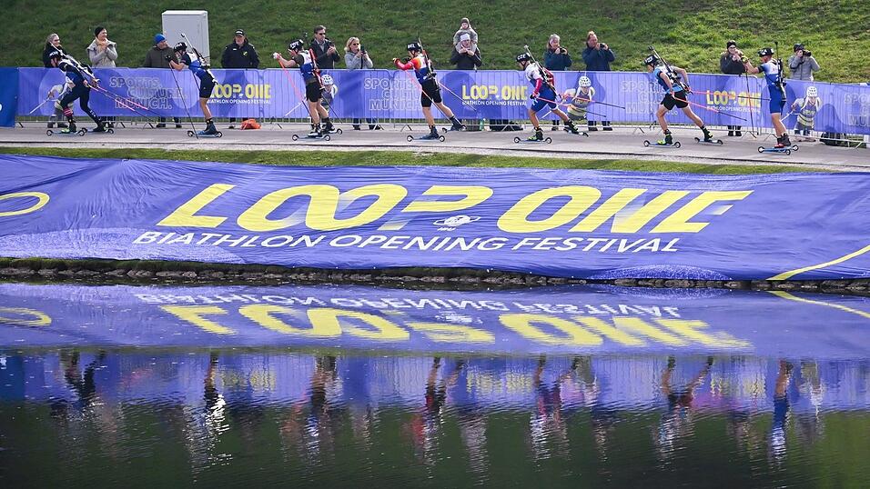 Beton statt Schnee: Biathlon im Münchner Olympiapark.