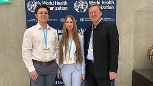 Anton Staudinger, Christina Staudinger und Marco Schr&ouml;tter (v.r.) bei der Vorstandschaftssitzung in Genf.