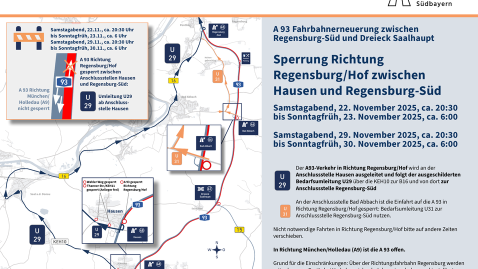 Die Autobahn GmbH Südbayern hat eine Umleitungskarte bereitgestellt.
