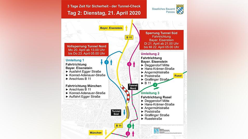 Die Tunnel-Sperrung wird anhand einer &Uuml;bersichtskarte deutlich.