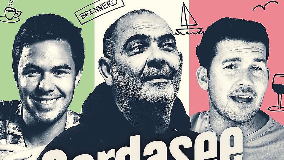 Das Dolce Vita am s&uuml;dlichsten Punkt Bayerns, dem Gardasee, besingt Hannes Ringlstetter (Mitte) zusammen mit Oimara (links) und Max Kronseder.
