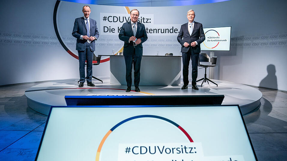Drei M&auml;nner, ein Ziel: Friedrich Merz (l.), Armin Laschet (M.) und Norbert R&ouml;ttgen wollen CDU-Chef und wom&ouml;glich auch Bundeskanzler werden.