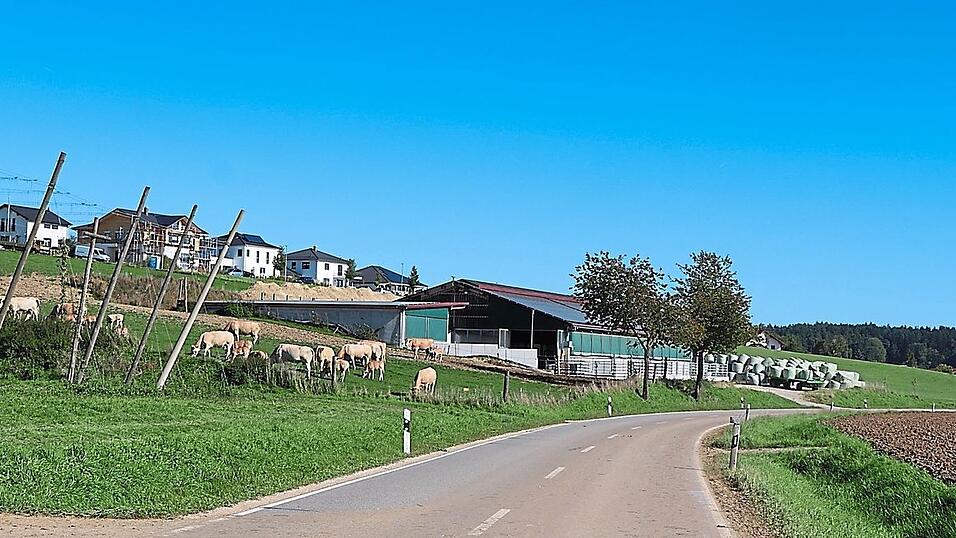 Der Stall bei Schmatzhausen liegt in der Nähe eines Wohngebiets. Zwei Anwohner haben im Juli 2023 Klage gegen die Baugenehmigung des Landratsamtes eingereicht. Ein Gerichtstermin ist auch nach über zwei Jahren noch nicht in Sicht.