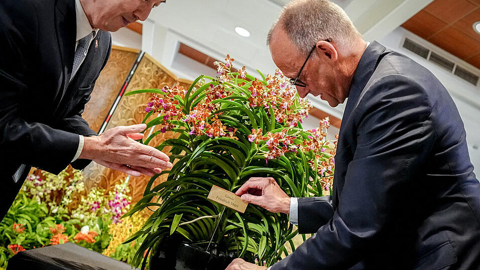 Bundeskanzler Friedrich Merz (r.) ist auf seiner Asien-Reise - die erste Station ist Singapur - auf der Suche nach neuen Allianzen.