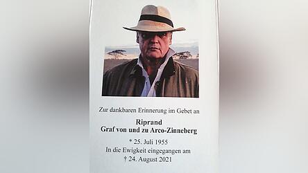 Das Sterbebild des Grafen.