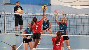 Ab durch die Mitte: Raben-Neuzugang Brianna Green (am Ball) soll gegen Erfurt mithelfen, die ersten Punkte der Saison einzuheimsen. Dafür wird die Mittelblockerin am Netz ordentlich dagegenhalten müssen. Ab durch die Mitte: Raben-Neuzugang Brianna Green (am Ball) soll gegen Erfurt mithelfen, die ersten Punkte der Saison einzuheimsen. Dafür wird die Mittelblockerin am Netz ordentlich dagegenhalten müssen.