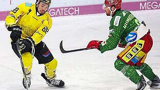 In Bad T&ouml;lz war Brett Humberstone (in gr&uuml;n) der Mann des Abends, im Derby gegen Passau will der Verteidiger an die bei den L&ouml;wen gezeigte Leistung ankn&uuml;pfen.