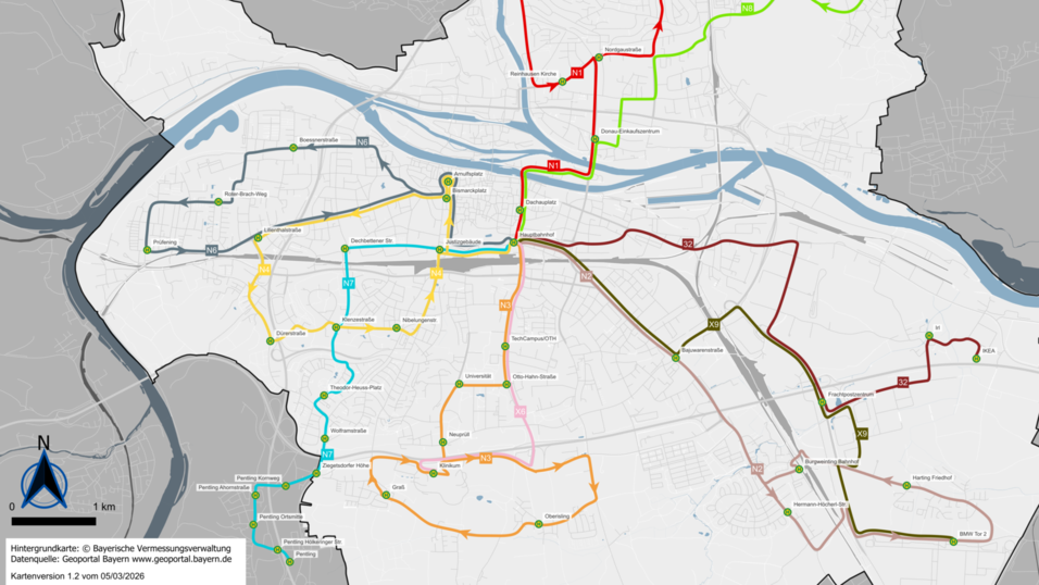 So sieht das Regensburger Notfall-Busnetz aus. So sieht das Regensburger Notfall-Busnetz aus.