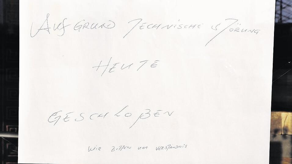 Aufgrund technischer Störung heute geschlossen. Aufgrund technischer Störung heute geschlossen.