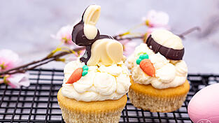 So sehen die fertigen Oster-Cupcakes aus.