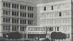 Die 1963 erbaute Firmenzentrale, fotografiert in den 1980er-Jahren. Zu dieser Zeit war Roederstein noch ein weltweit führender Hersteller von Elektronikbauteilen. Niederlassungen unter anderem in Portugal und den USA, Vertretungen in Dutzenden Ländern waren das Ergebnis von Innovationen und Geschäftstüchtigkeit.