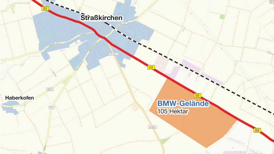 Die Karte zeigt, wo genau das BMW-Werk geplant ist.