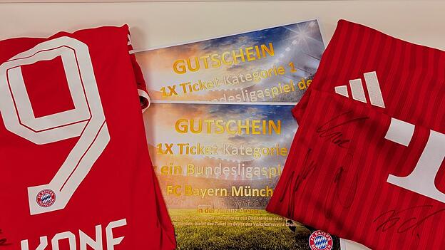 Wer bietet mehr? Zu steigern gibt es zwei Tickets f&uuml;r ein Heimspiel des FCB sowie zwei Trikots mit den Unterschriften von Harry Kane oder der gesamten Bayernmannschaft.