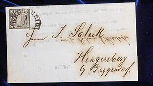 Der laut Auktionshaus einzige bekannte vollständige Ersttagsbrief der ersten Briefmarke in Deutschland. Er wurde für 440.000 Euro versteigert. Der laut Auktionshaus einzige bekannte vollständige Ersttagsbrief der ersten Briefmarke in Deutschland. Er wurde für 440.000 Euro versteigert.