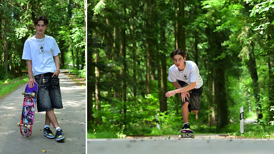 Hier auf dieser Straße nahe seinem Heimatort Neukirchen im Landkreis Straubing-Bogen hat Julius Dittrich das Skateboardfahren gelernt.