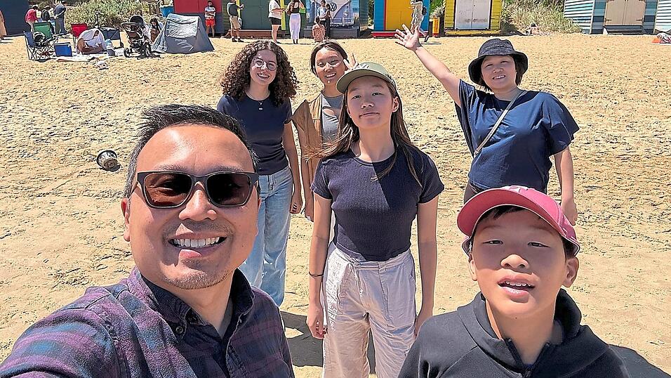 Selfie mit der Gastfamilie am Brighton Beach