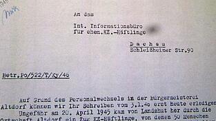 Das gemeindliche Schreiben vom 4. Februar 1946 aus dem „Arolsen-Archiv“ schildert die Bergung und Bestattung der ermordeten KZ-Häftlinge.