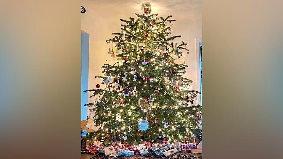 'Den Baum schm&uuml;cken wir in einer Familienaktion mit rund 1000 Lichtern und in Teilen mit Weihnachtsschmuck, der von mehreren Generationen der Familie gebastelt wurde', schreibt Muriel F&ouml;rster.