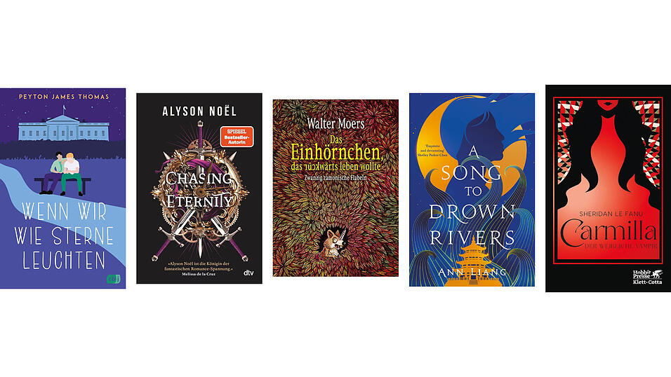 Die Cover der fünf Bücher, die in den kommenden Monaten erscheinen.