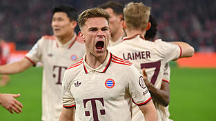 Lautstarker Leader: Joshua Kimmich überzeugt beim 3:0-Erfolg des FC Bayern gegen Bayer Leverkusen im Achtelfinal-Hinspiel der Champions League mit großer Willenskraft.
