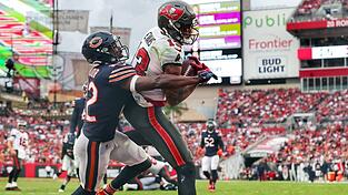 Mike Evans fängt den 600. Touchdown in der NFL-Karriere von Tom Brady.
