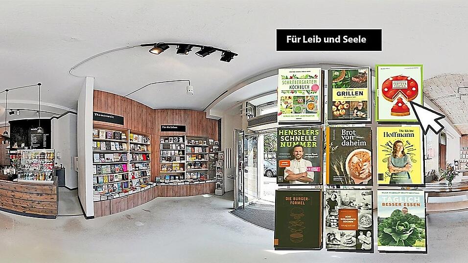 Die 3-D-Bücherwelt von genialokal.de bringt das Stöbern im Buchladen nach Hause.