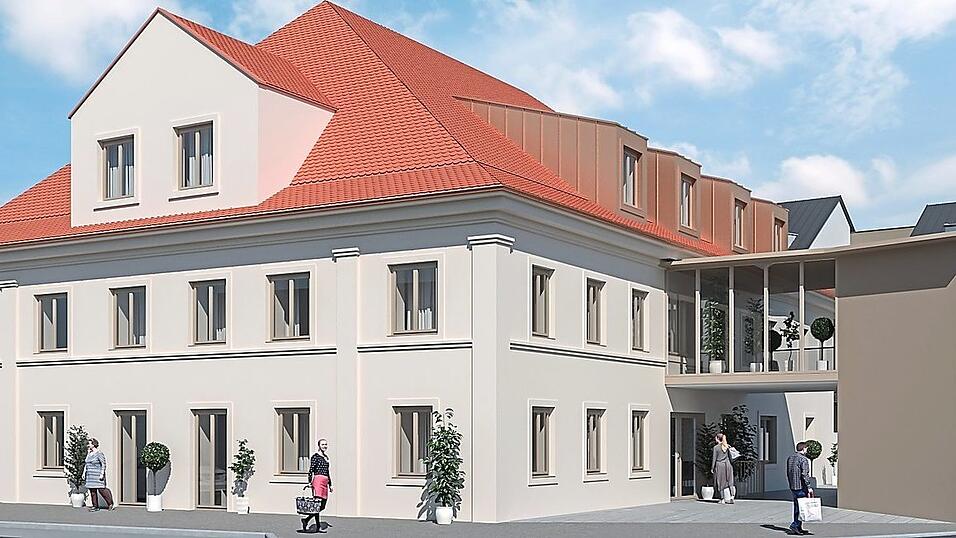 Die Visualisierung zeigt, wie der ehemalige Brauereigasthof nach dem Umbau aussehen soll.