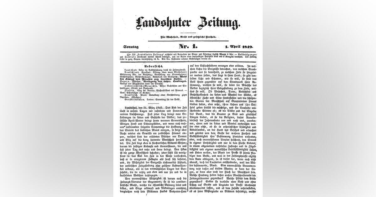 Am 1. April 1849 erschien die erste 'Landshuter Zeitung'