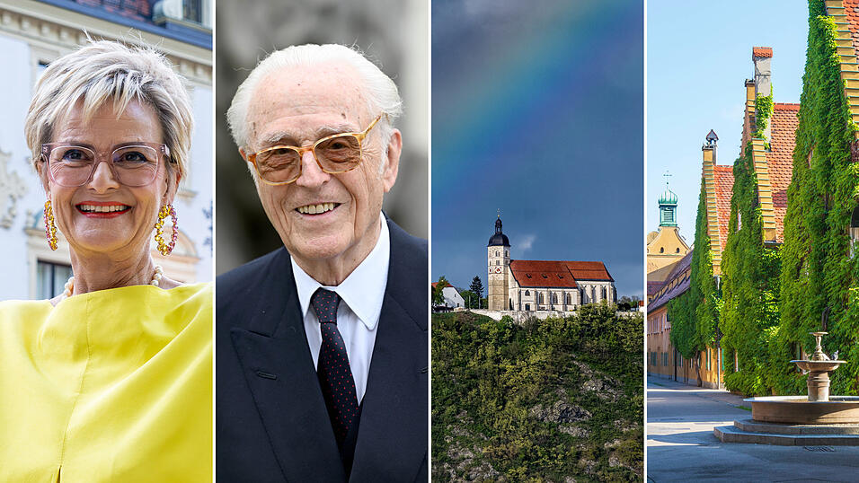 Von links: Gloria von Thurn und Taxis, Franz von Bayern (Wittelsbacher), Bogenberg, Fuggerei in Augsburg