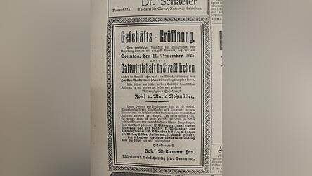 Bei der Straßkirchner Gastwirtschaft, deren Wiedereröffnung hier vor 100 Jahren im Anzeigenteil der Zeitung beworben wird, handelt es sich um den Gasthof „Sonne“. Inzwischen beherbergt befindet sich an der Stelle direkt an der B8-Ortsdurchfahrt das Restaurant „Mampfaria“.