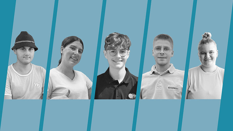Diese f&uuml;nf Azubis geben Einblick in ihr erstes Lehrjahr im Handwerk: Maximilian Bugl, Fiona Schosser, Max Fertl, Lukas Schweiger und Christina Grameier (von links).