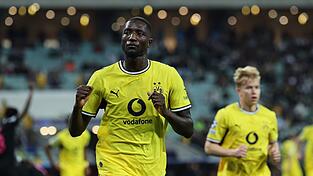 Guirassy bejubelt das frühe Führungstor des BVB. Guirassy bejubelt das frühe Führungstor des BVB.