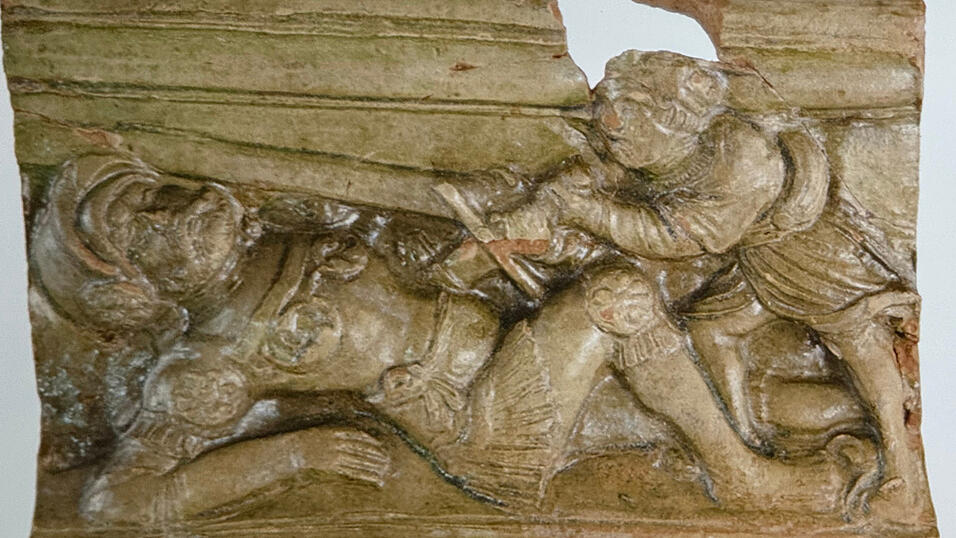 Die Darstellung von David und Goliath auf einer Kachel