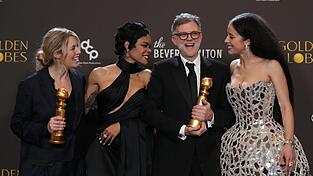 Sara Murphy (l-r), Teyana Taylor, Paul Thomas Anderson und Chase Infiniti von &laquo;One Battle After Another&raquo;.