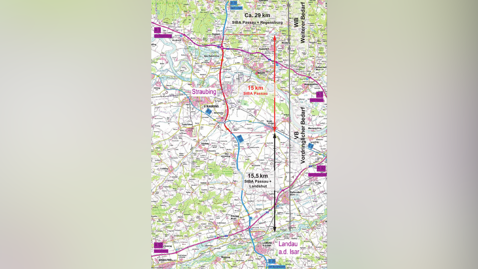 Die B 20 zieht sich von der tschechischen Grenze durch die Landkreise Cham, Straubing-Bogen und Dingolfing-Landau in Richtung &Ouml;sterreich. Das Teilst&uuml;ck im Landkreis Straubing-Bogen ist im Bundesverkehrswegeplan im vordringlichen Bedarf; anvisiert ist der vierstreifige Ausbau.
