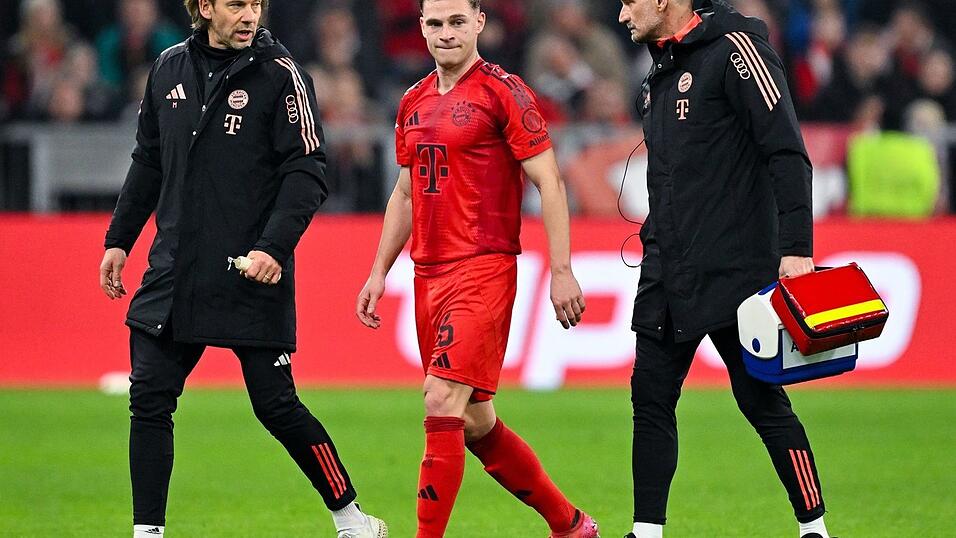 Verletzt raus: DFB-Kapitän Joshua Kimmich verletzt sich beim Bayern-Sieg. Verletzt raus: DFB-Kapitän Joshua Kimmich verletzt sich beim Bayern-Sieg.