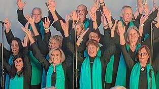Bei ihren Konzerten wie hier in Nürnberg fordern die Sängerinnen und Sänger von Soul of Mosaic das Publikum auch zum Mitsingen auf. Bei ihren Konzerten wie hier in Nürnberg fordern die Sängerinnen und Sänger von Soul of Mosaic das Publikum auch zum Mitsingen auf.