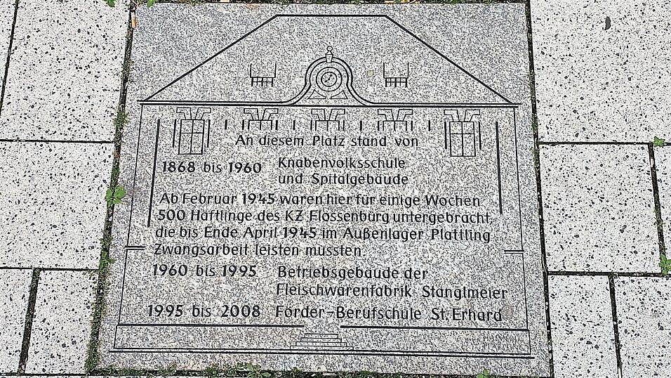 Die Infoplatte wird von Kippen und Unkraut ums&auml;umt.