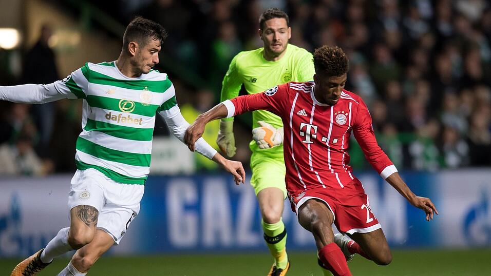 Kingsley Coman (r) war beim letzten Bayern-Spiel im Celtic-Park Torschütze.